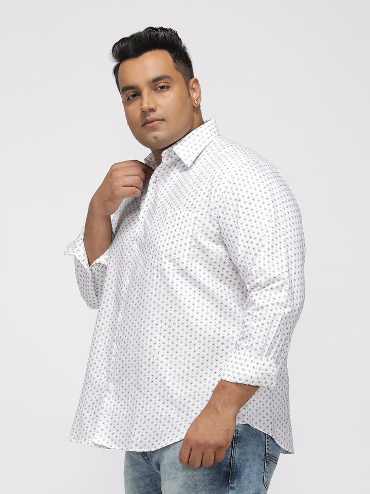 PLUS SIZE PRINTED STRETCH OXFORD PARTY SHIRT FOR MEN | XL-7XL