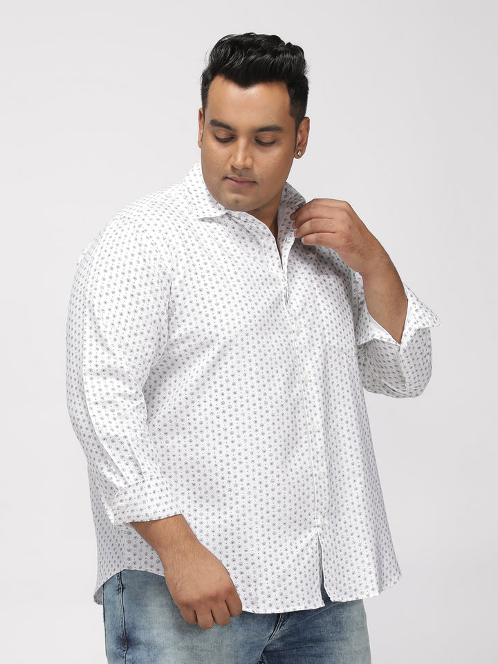 PLUS SIZE PRINTED STRETCH OXFORD PARTY SHIRT FOR MEN | XL-7XL