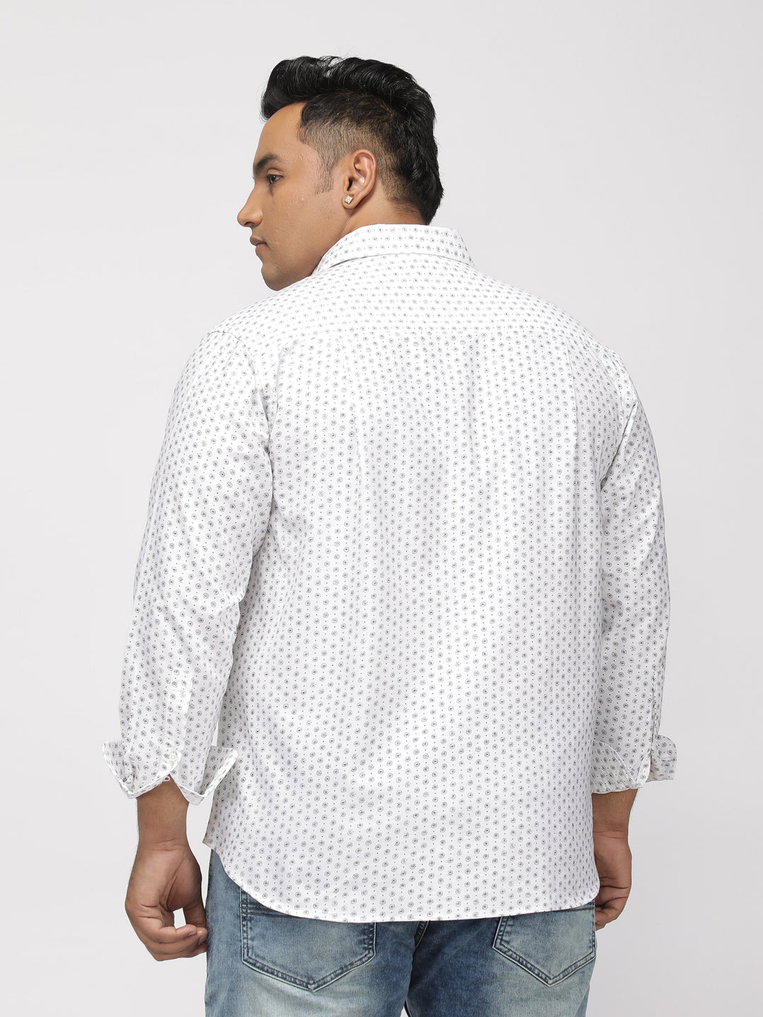 PLUS SIZE PRINTED STRETCH OXFORD PARTY SHIRT FOR MEN | XL-7XL