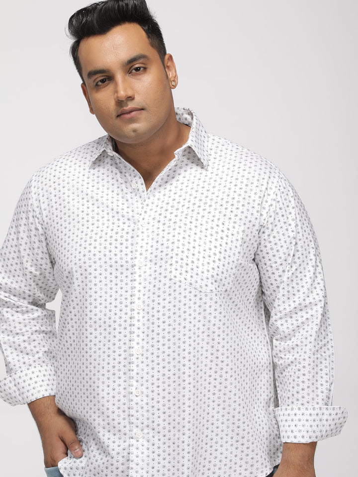 PLUS SIZE PRINTED STRETCH OXFORD PARTY SHIRT FOR MEN | XL-7XL