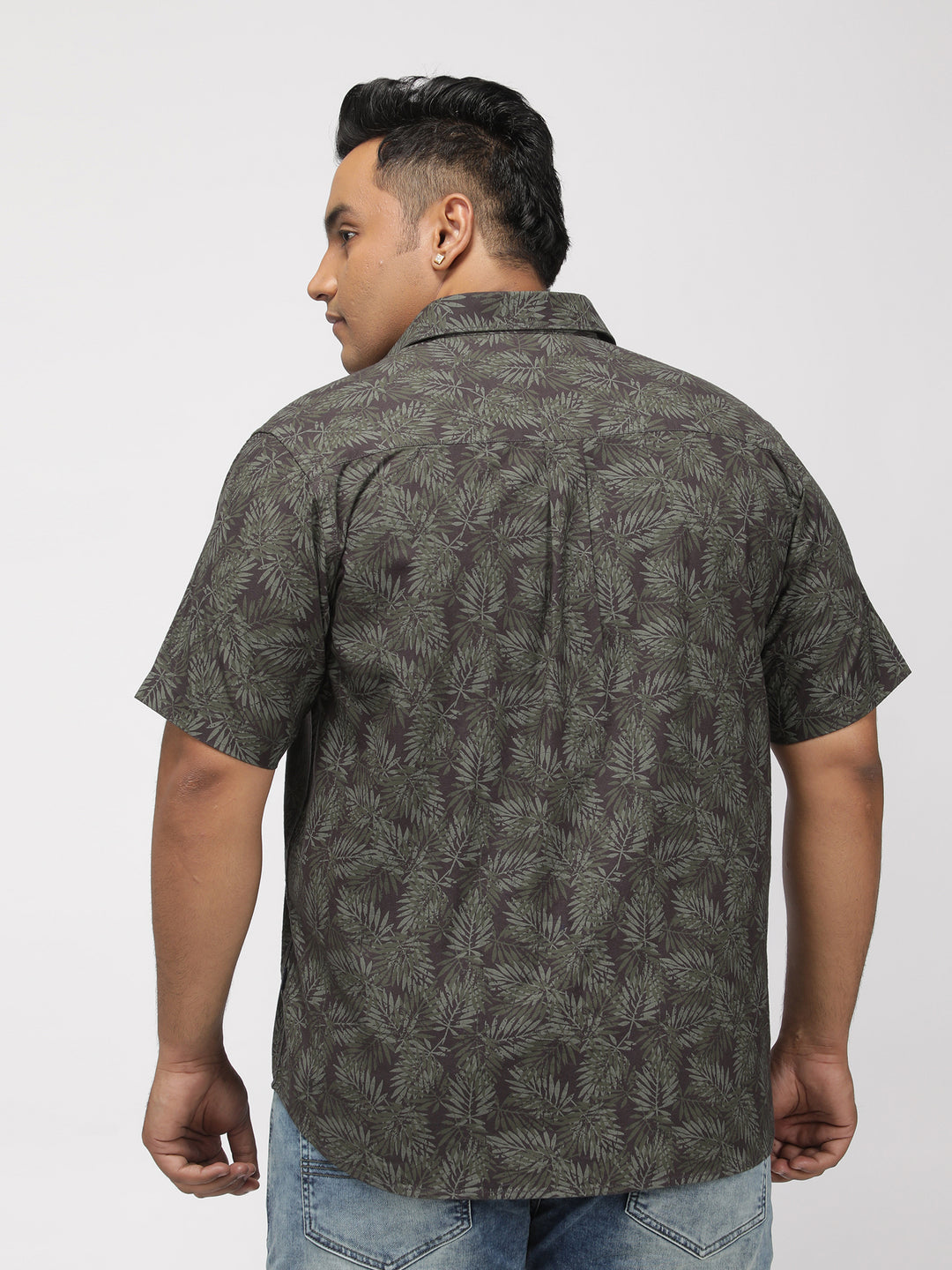 PLUS SIZE PRINTED STRETCH OXFORD HOLIDAY HALF SLEEVE SHIRT FOR MEN | XL-7XL