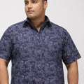 PLUS SIZE PRINTED STRETCH OXFORD HOLIDAY HALF SLEEVE SHIRT FOR MEN | XL-7XL