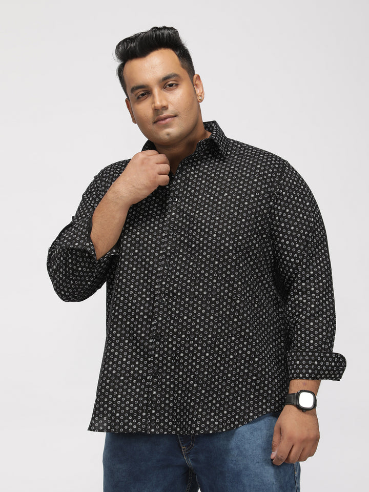 PLUS SIZE PRINTED STRETCH OXFORD PARTY SHIRT FOR MEN | XL-7XL