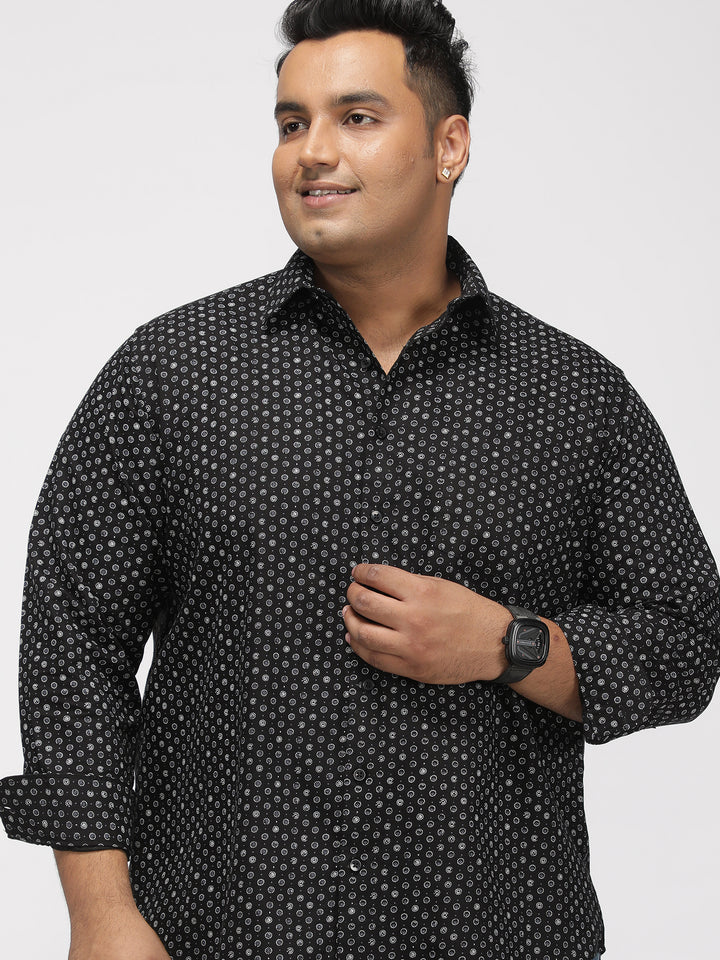 PLUS SIZE PRINTED STRETCH OXFORD PARTY SHIRT FOR MEN | XL-7XL