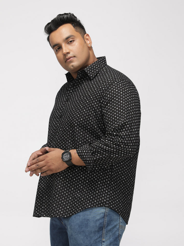 PLUS SIZE PRINTED STRETCH OXFORD PARTY SHIRT FOR MEN | XL-7XL