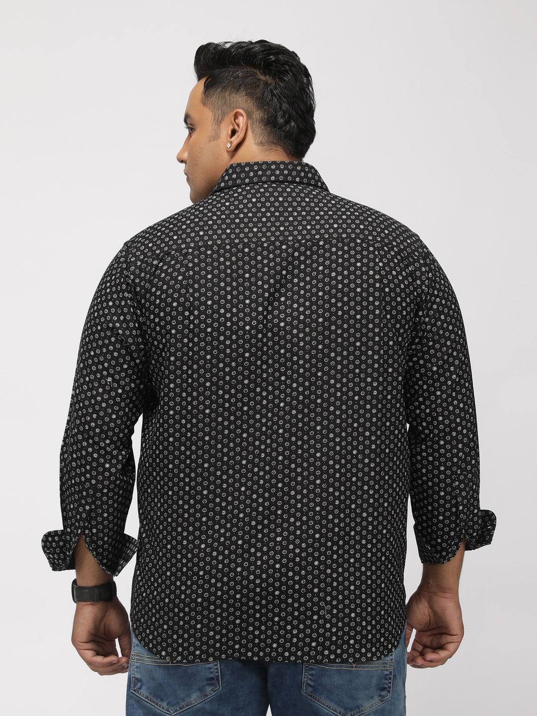 PLUS SIZE PRINTED STRETCH OXFORD PARTY SHIRT FOR MEN | XL-7XL