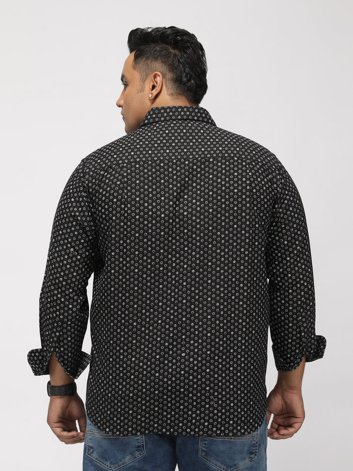 PLUS SIZE PRINTED STRETCH OXFORD PARTY SHIRT FOR MEN | XL-7XL