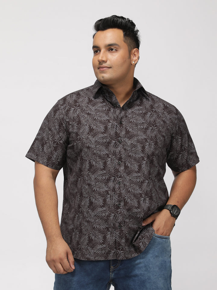 PLUS SIZE PRINTED STRETCH OXFORD HOLIDAY HALF SLEEVE SHIRT FOR MEN | XL-7XL