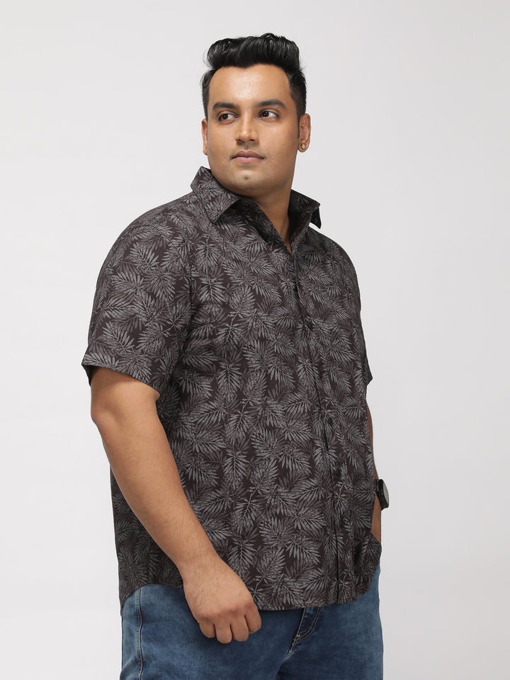 PLUS SIZE PRINTED STRETCH OXFORD HOLIDAY HALF SLEEVE SHIRT FOR MEN | XL-7XL