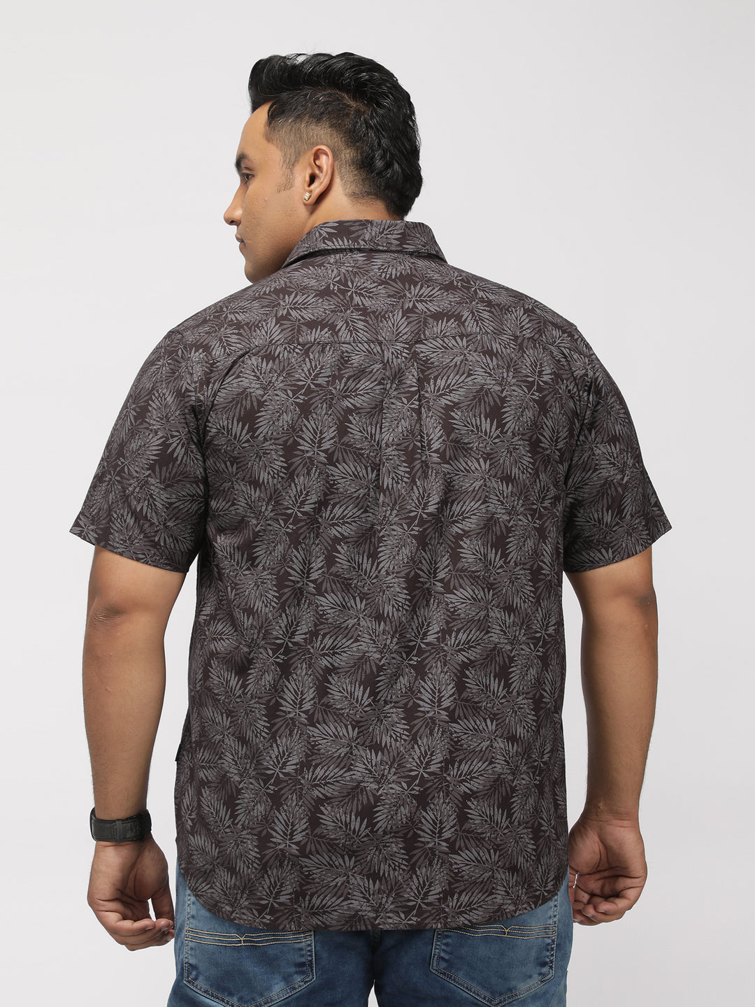 PLUS SIZE PRINTED STRETCH OXFORD HOLIDAY HALF SLEEVE SHIRT FOR MEN | XL-7XL