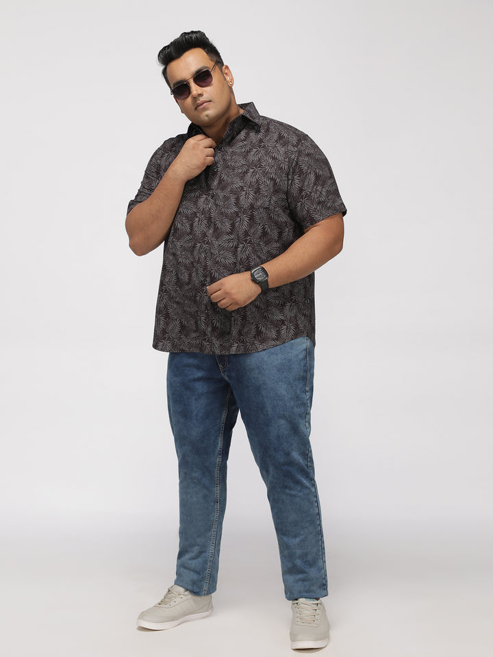 PLUS SIZE PRINTED STRETCH OXFORD HOLIDAY HALF SLEEVE SHIRT FOR MEN | XL-7XL