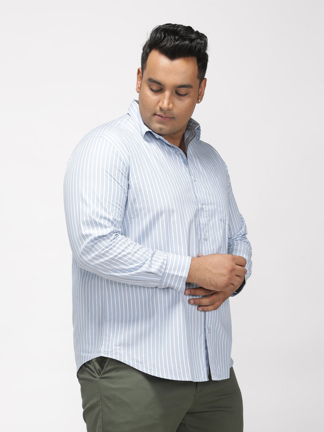 PLUS SIZE SMART CASUAL GIZA COTTON STRIPE SHIRT FOR MEN | XL-7XL