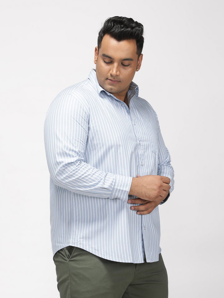 PLUS SIZE SMART CASUAL GIZA COTTON STRIPE SHIRT FOR MEN | XL-7XL