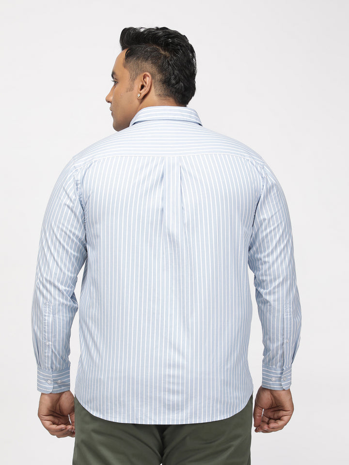 PLUS SIZE SMART CASUAL GIZA COTTON STRIPE SHIRT FOR MEN | XL-7XL