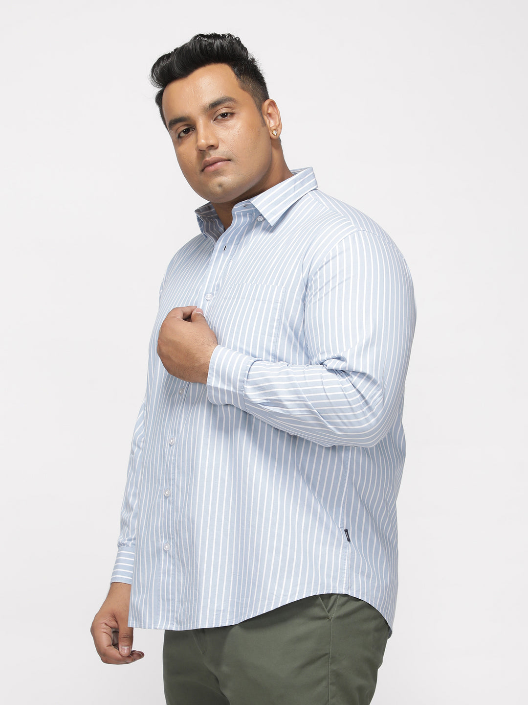 PLUS SIZE SMART CASUAL GIZA COTTON STRIPE SHIRT FOR MEN | XL-7XL