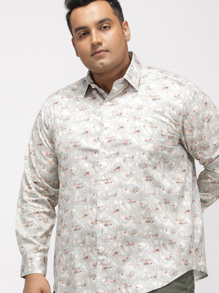 PLUS SIZE PRINTED GIZA SATIN PARTY SHIRT FOR MEN | XL-7XL
