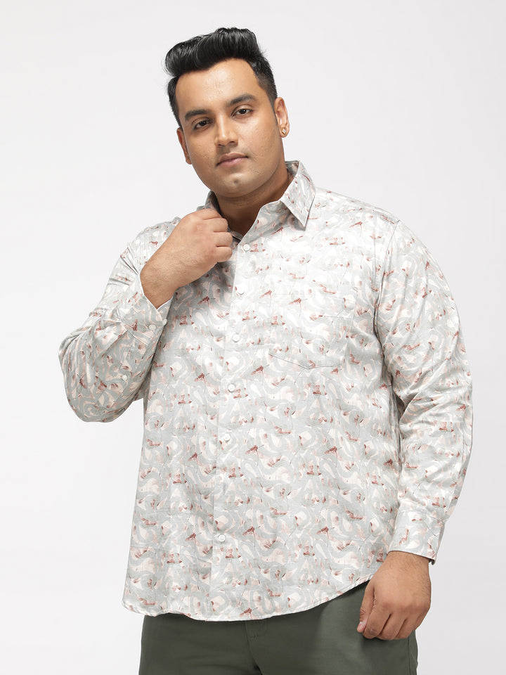 PLUS SIZE PRINTED GIZA SATIN PARTY SHIRT FOR MEN | XL-7XL