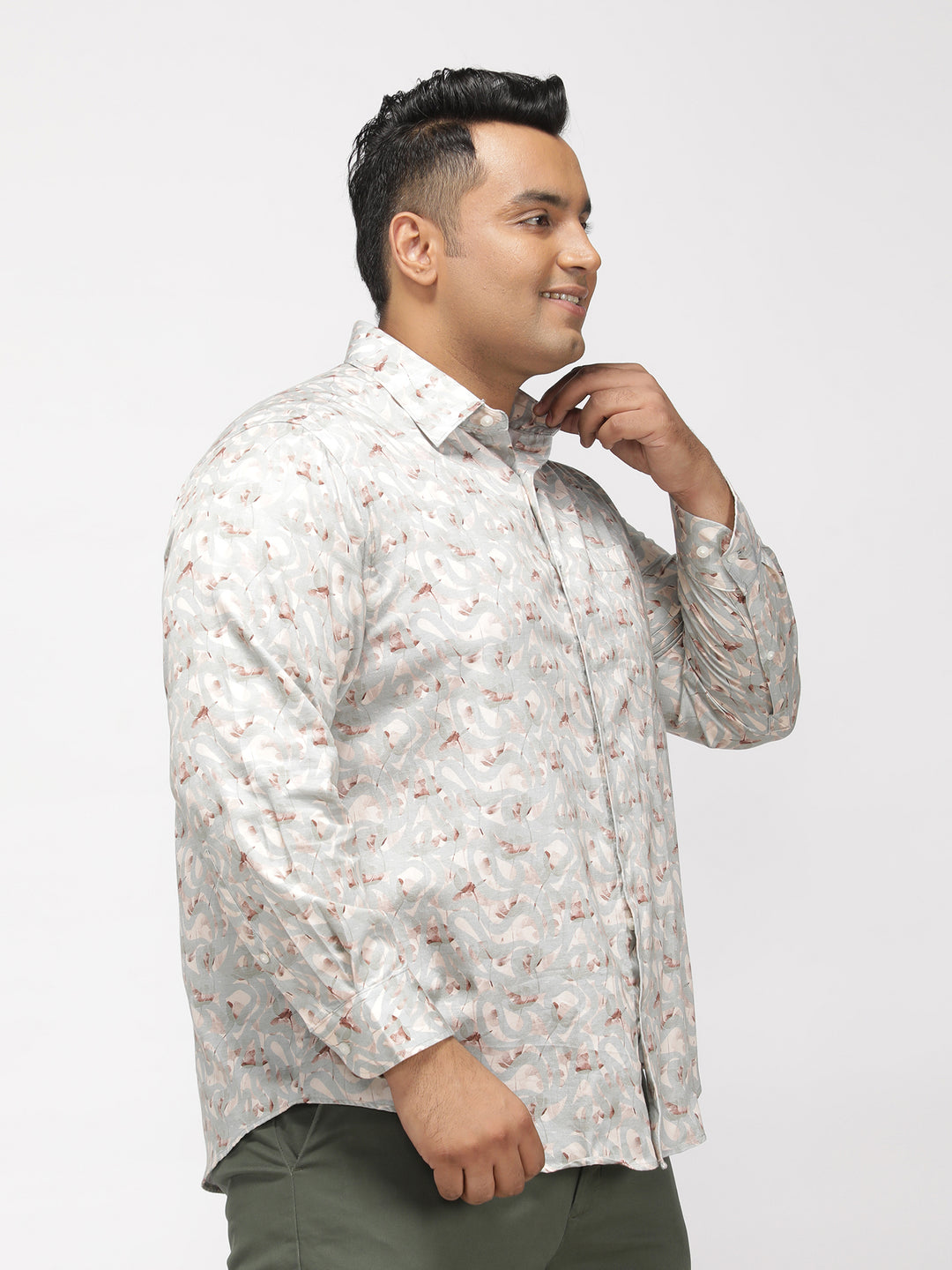 PLUS SIZE PRINTED GIZA SATIN PARTY SHIRT FOR MEN | XL-7XL