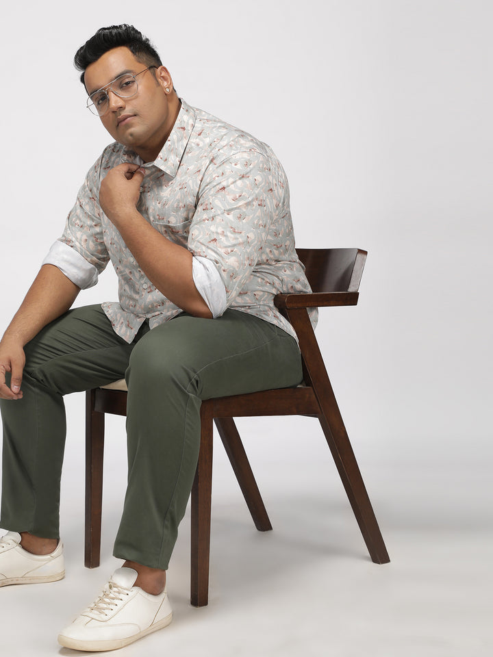 PLUS SIZE PRINTED GIZA SATIN PARTY SHIRT FOR MEN | XL-7XL