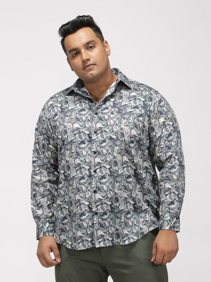 PLUS SIZE PRINTED GIZA SATIN PARTY SHIRT FOR MEN | XL-7XL
