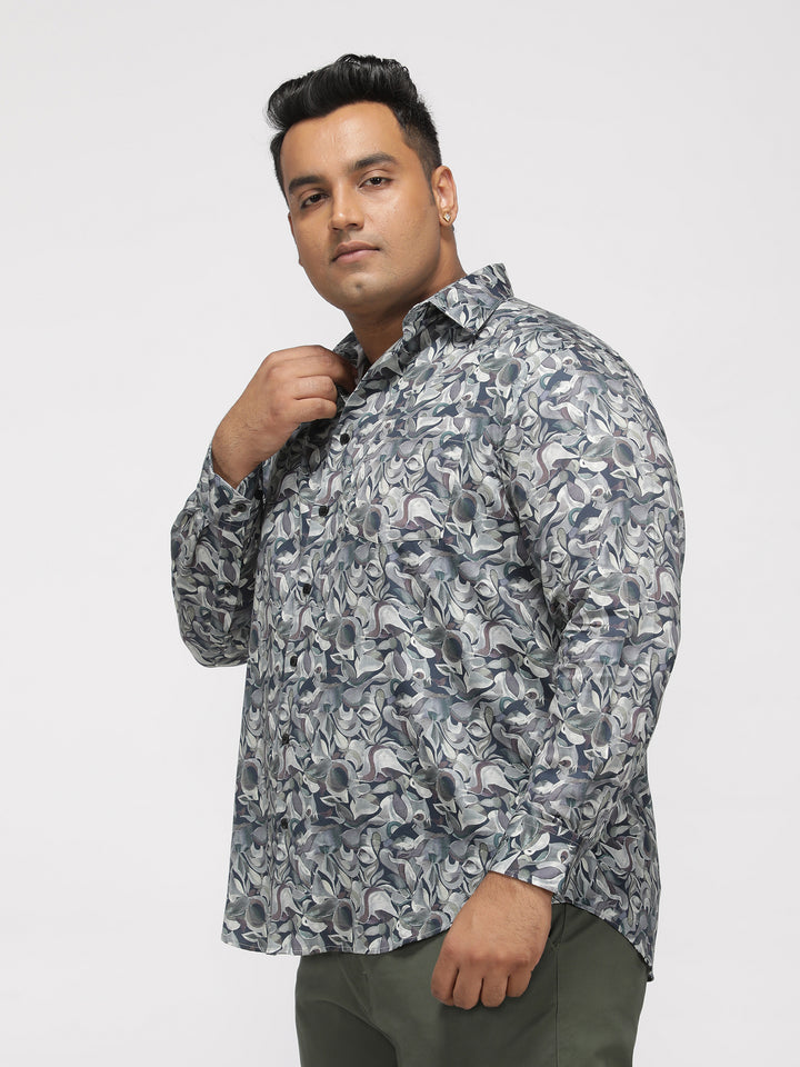 PLUS SIZE PRINTED GIZA SATIN PARTY SHIRT FOR MEN | XL-7XL