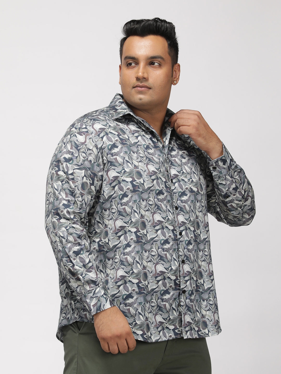PLUS SIZE PRINTED GIZA SATIN PARTY SHIRT FOR MEN | XL-7XL