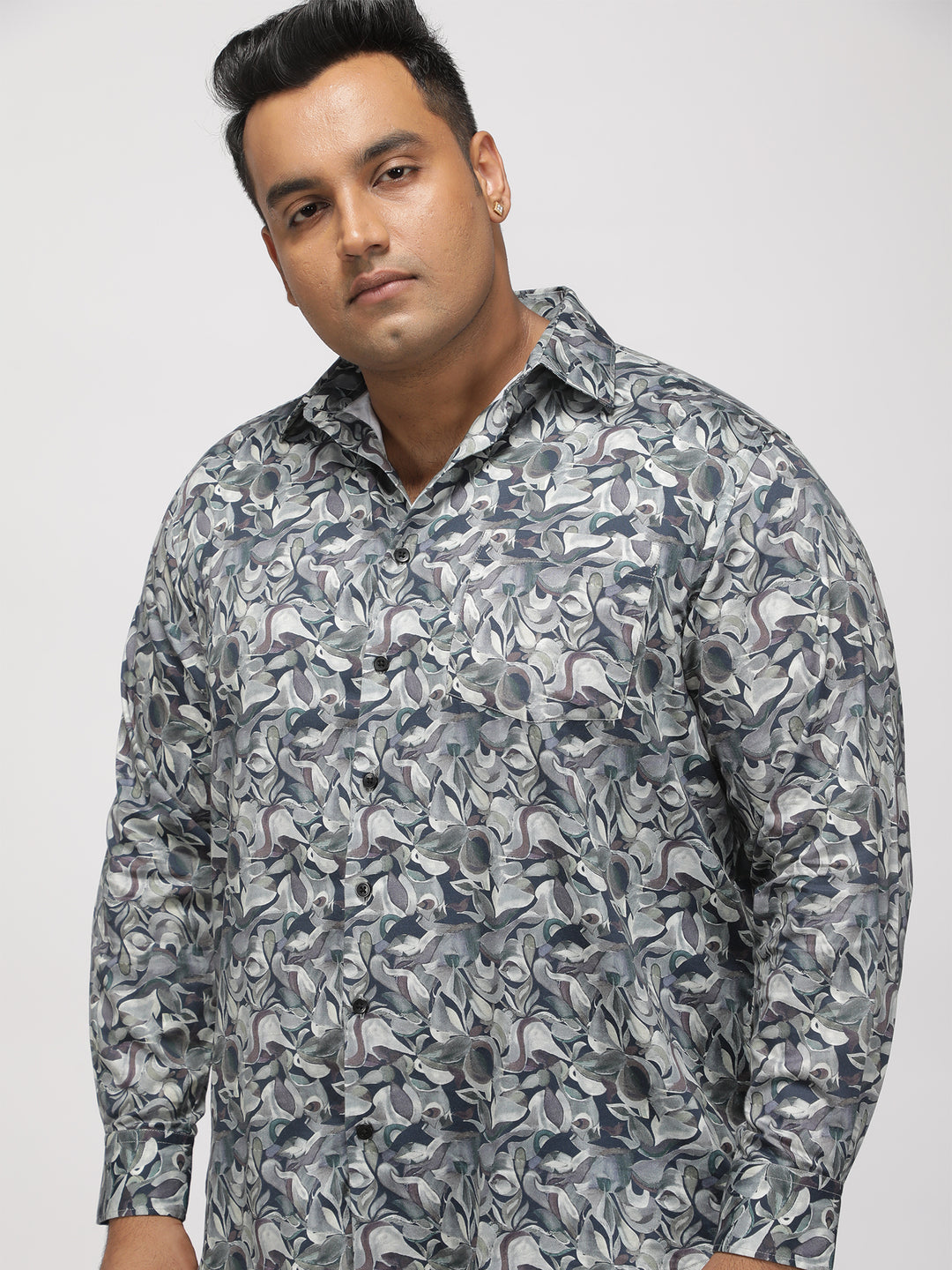 PLUS SIZE PRINTED GIZA SATIN PARTY SHIRT FOR MEN | XL-7XL