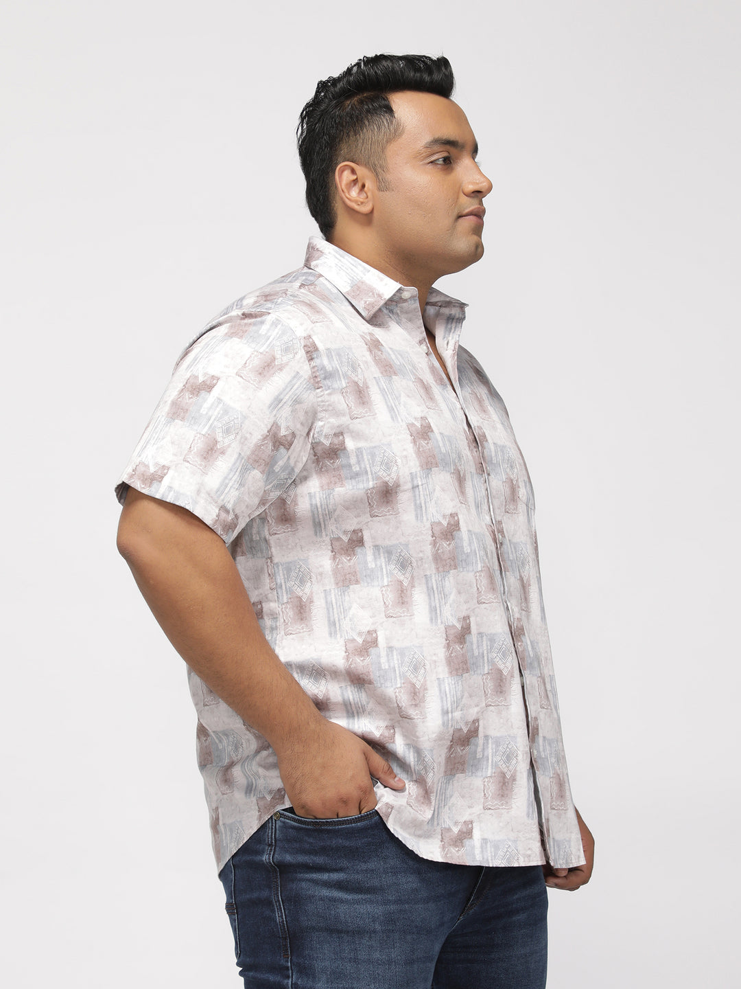 PLUS SIZE PRINTED GIZA SATIN PARTY SHIRT FOR MEN | XL-7XL