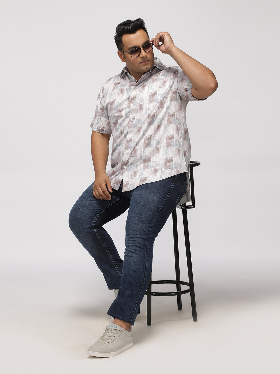 PLUS SIZE PRINTED GIZA SATIN PARTY SHIRT FOR MEN | XL-7XL