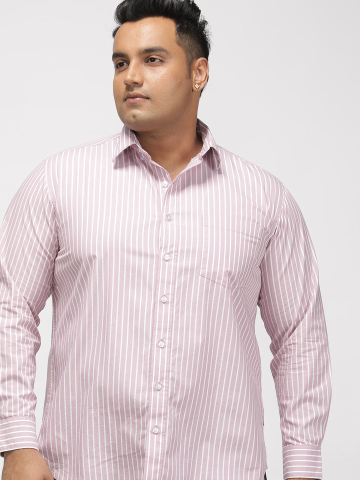 PLUS SIZE SMART CASUAL GIZA COTTON STRIPE SHIRT FOR MEN | XL-7XL