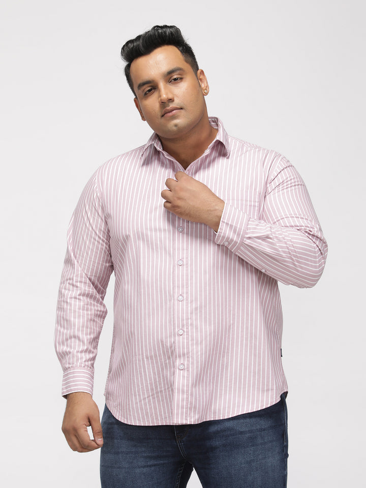 PLUS SIZE SMART CASUAL GIZA COTTON STRIPE SHIRT FOR MEN | XL-7XL
