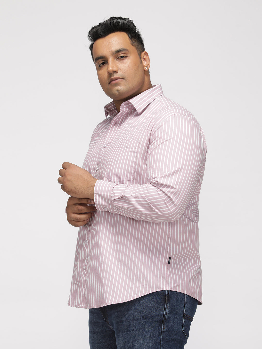 PLUS SIZE SMART CASUAL GIZA COTTON STRIPE SHIRT FOR MEN | XL-7XL