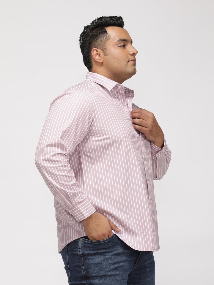 PLUS SIZE SMART CASUAL GIZA COTTON STRIPE SHIRT FOR MEN | XL-7XL