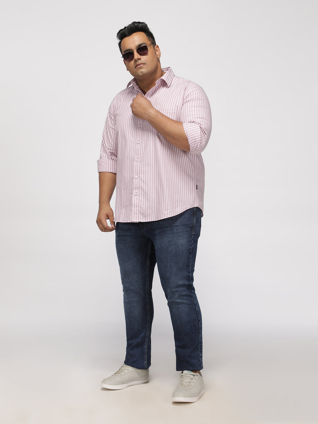 PLUS SIZE SMART CASUAL GIZA COTTON STRIPE SHIRT FOR MEN | XL-7XL