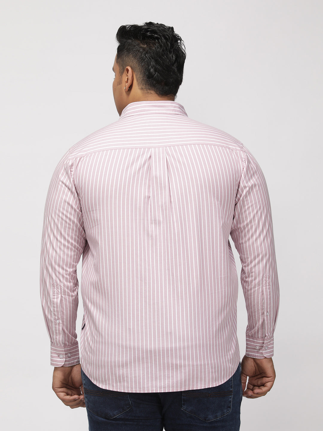 PLUS SIZE SMART CASUAL GIZA COTTON STRIPE SHIRT FOR MEN | XL-7XL