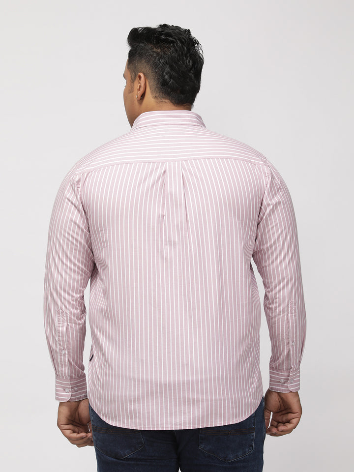 PLUS SIZE SMART CASUAL GIZA COTTON STRIPE SHIRT FOR MEN | XL-7XL