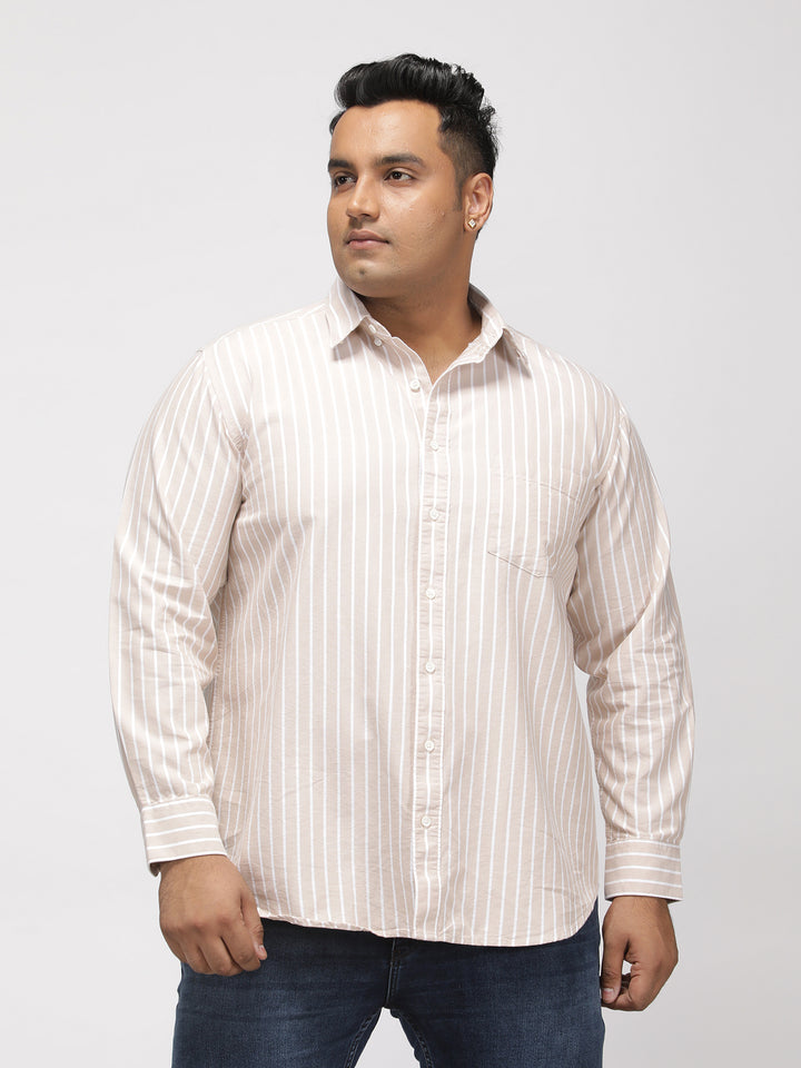 PLUS SIZE SMART CASUAL GIZA COTTON STRIPE SHIRT FOR MEN | XL-7XL