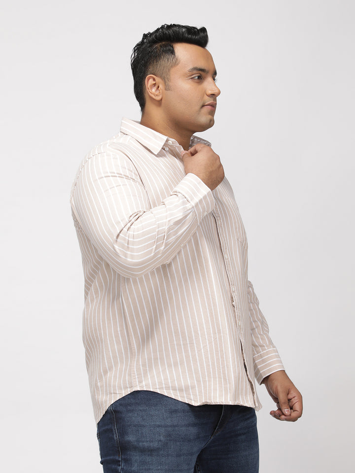 PLUS SIZE SMART CASUAL GIZA COTTON STRIPE SHIRT FOR MEN | XL-7XL