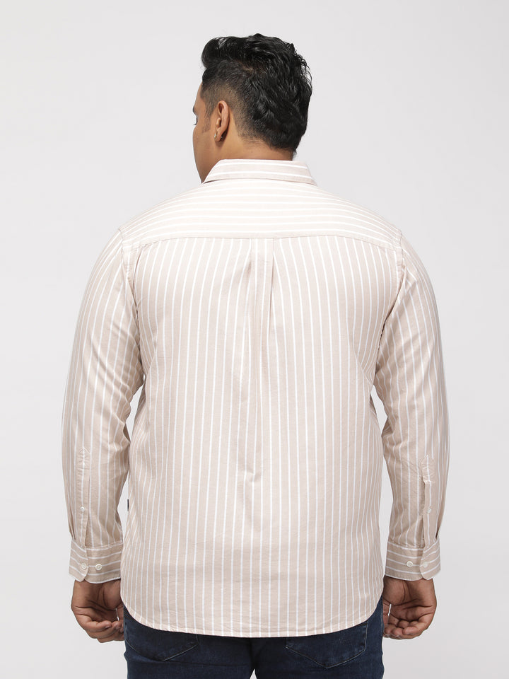 PLUS SIZE SMART CASUAL GIZA COTTON STRIPE SHIRT FOR MEN | XL-7XL