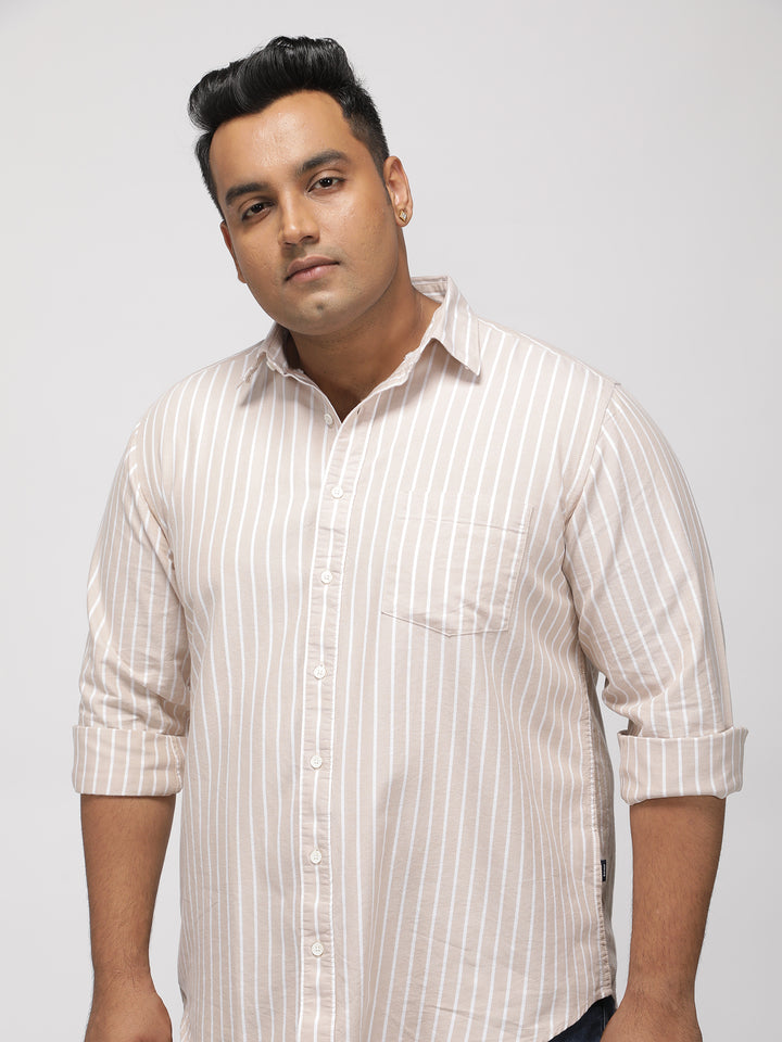 PLUS SIZE SMART CASUAL GIZA COTTON STRIPE SHIRT FOR MEN | XL-7XL