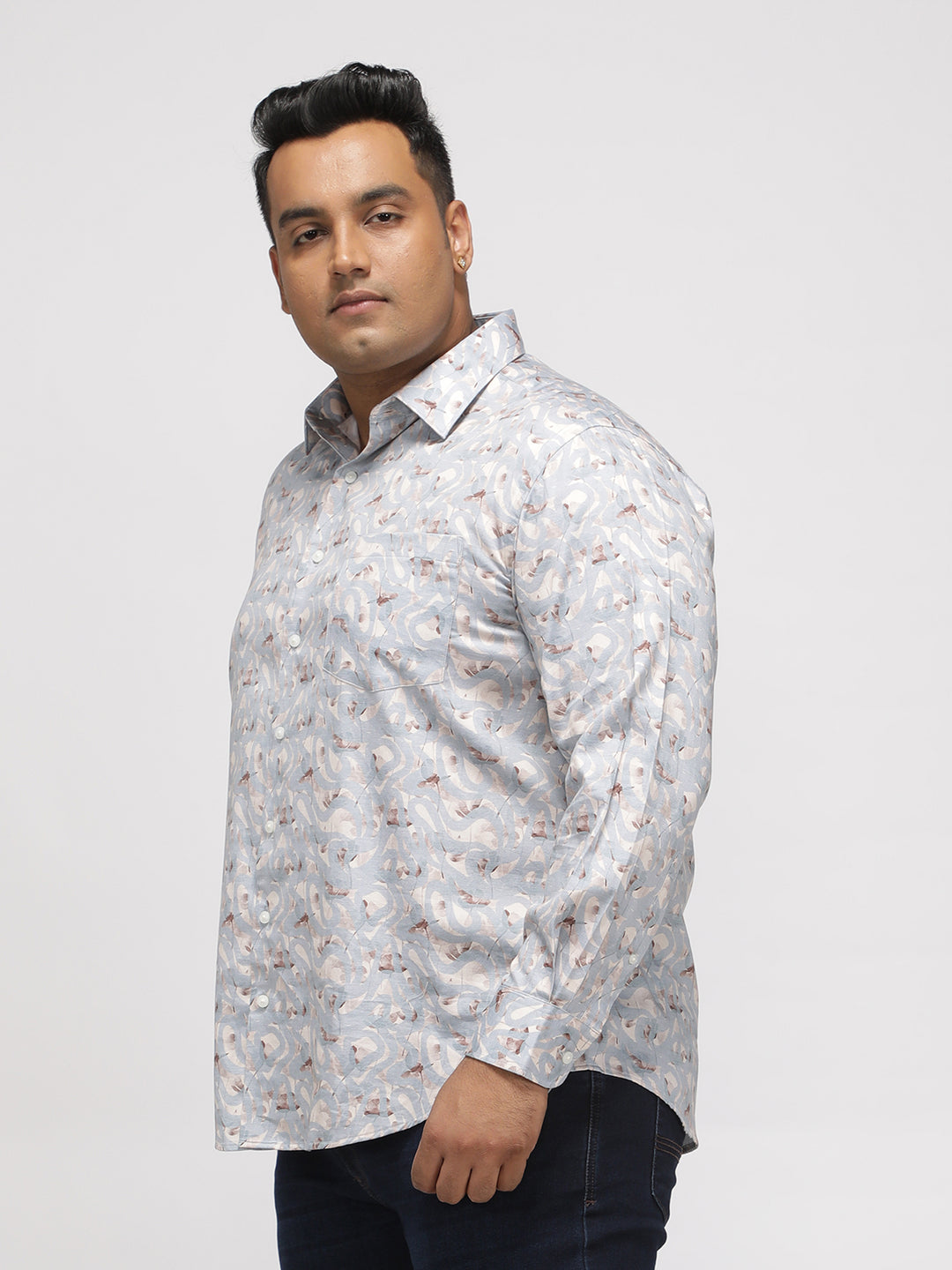 PLUS SIZE PRINTED GIZA SATIN PARTY SHIRT FOR MEN | XL-7XL
