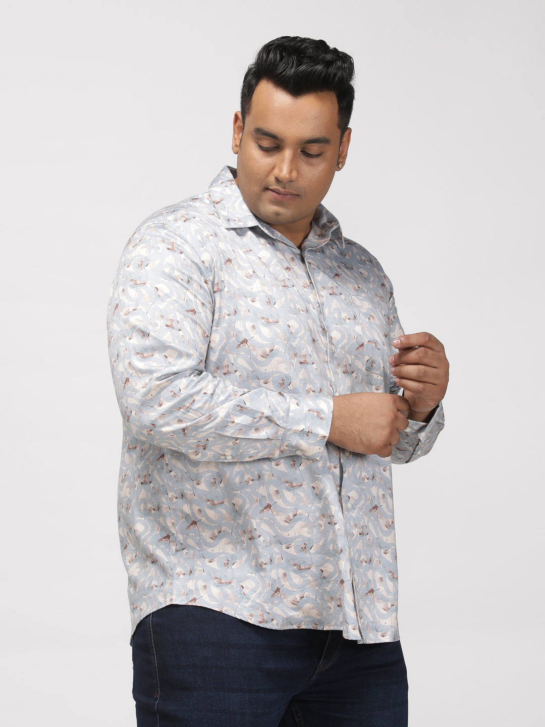 PLUS SIZE PRINTED GIZA SATIN PARTY SHIRT FOR MEN | XL-7XL