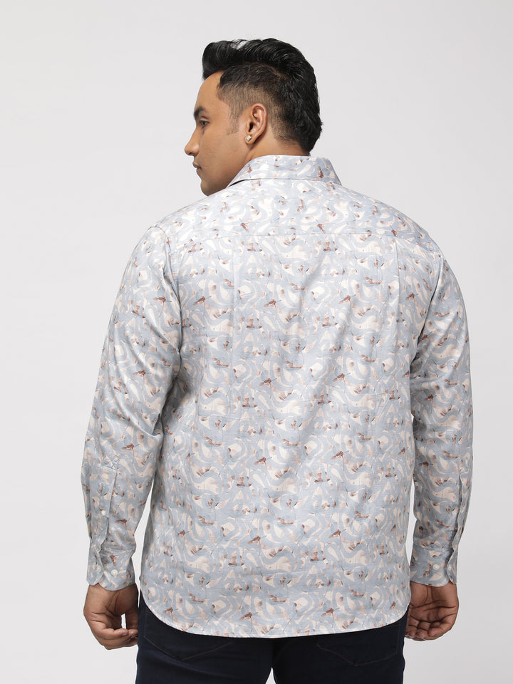 PLUS SIZE PRINTED GIZA SATIN PARTY SHIRT FOR MEN | XL-7XL