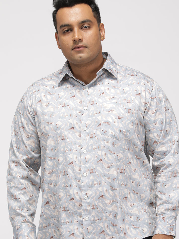 PLUS SIZE PRINTED GIZA SATIN PARTY SHIRT FOR MEN | XL-7XL