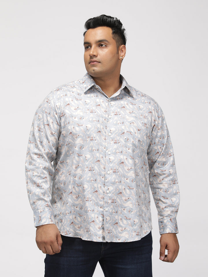 PLUS SIZE PRINTED GIZA SATIN PARTY SHIRT FOR MEN | XL-7XL