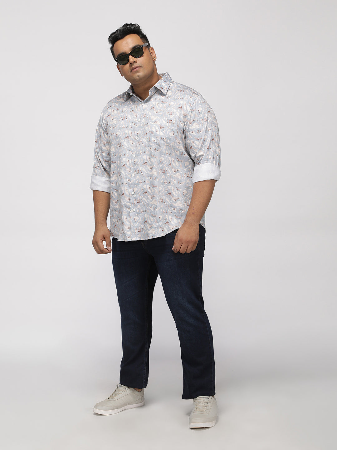 PLUS SIZE PRINTED GIZA SATIN PARTY SHIRT FOR MEN | XL-7XL