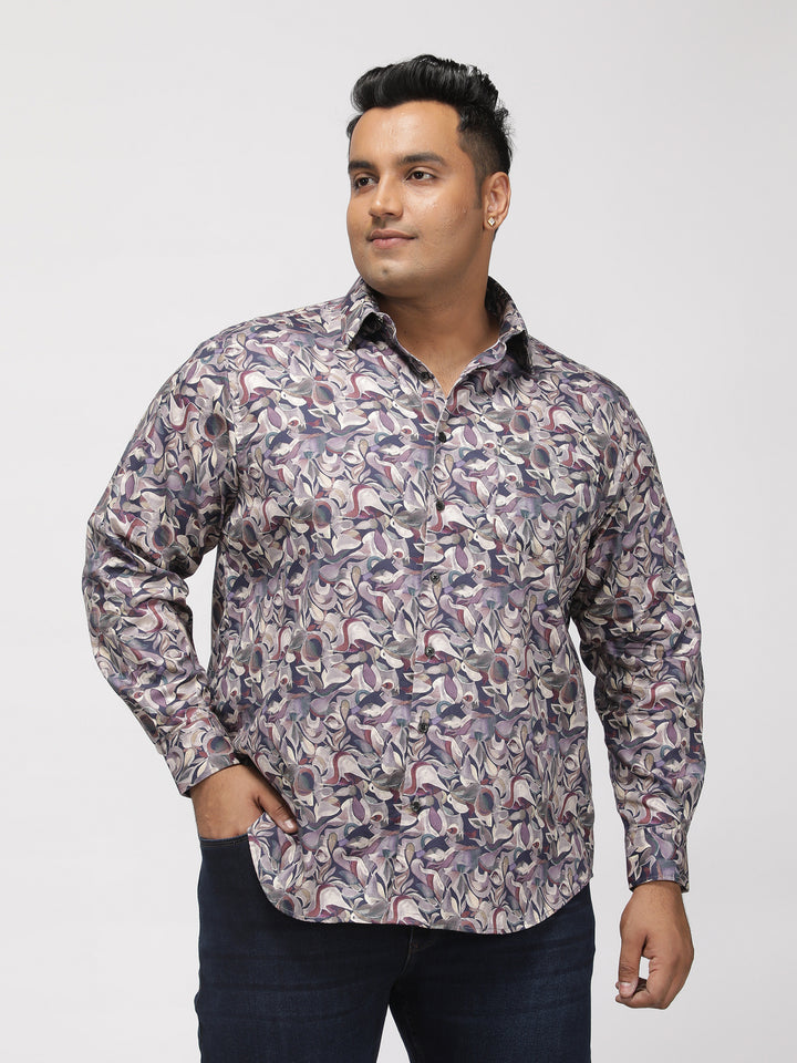 PLUS SIZE PRINTED GIZA SATIN PARTY SHIRT FOR MEN | XL-7XL