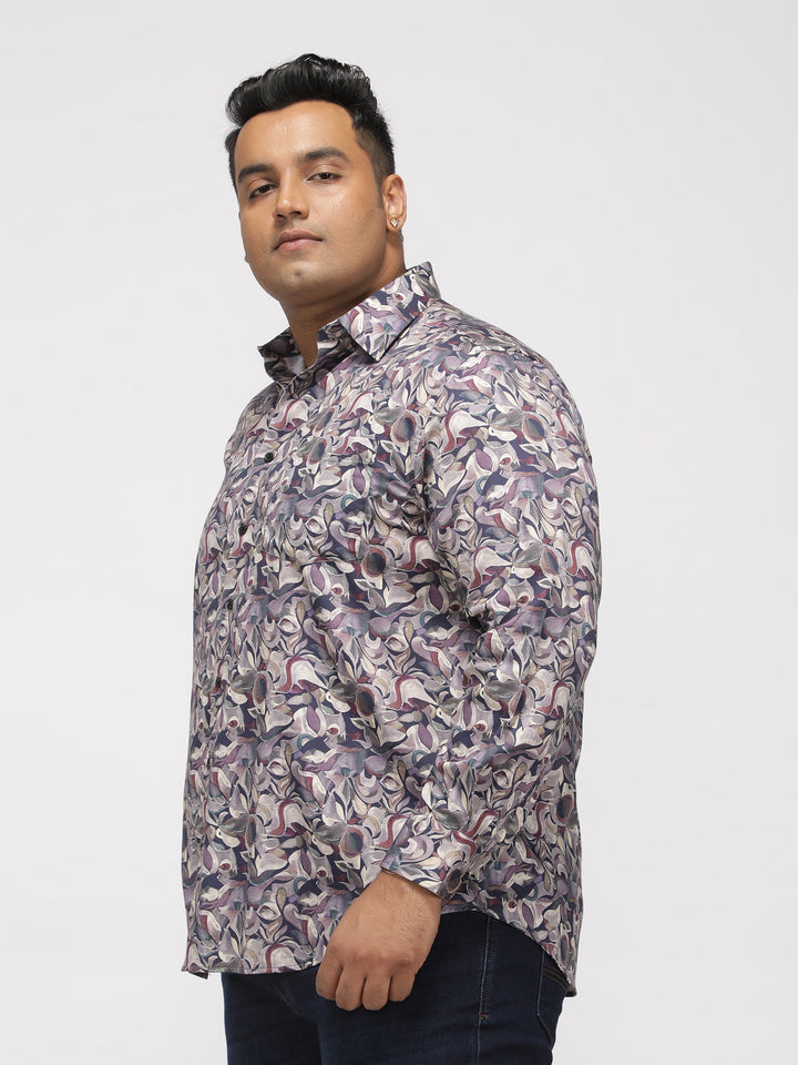 PLUS SIZE PRINTED GIZA SATIN PARTY SHIRT FOR MEN | XL-7XL