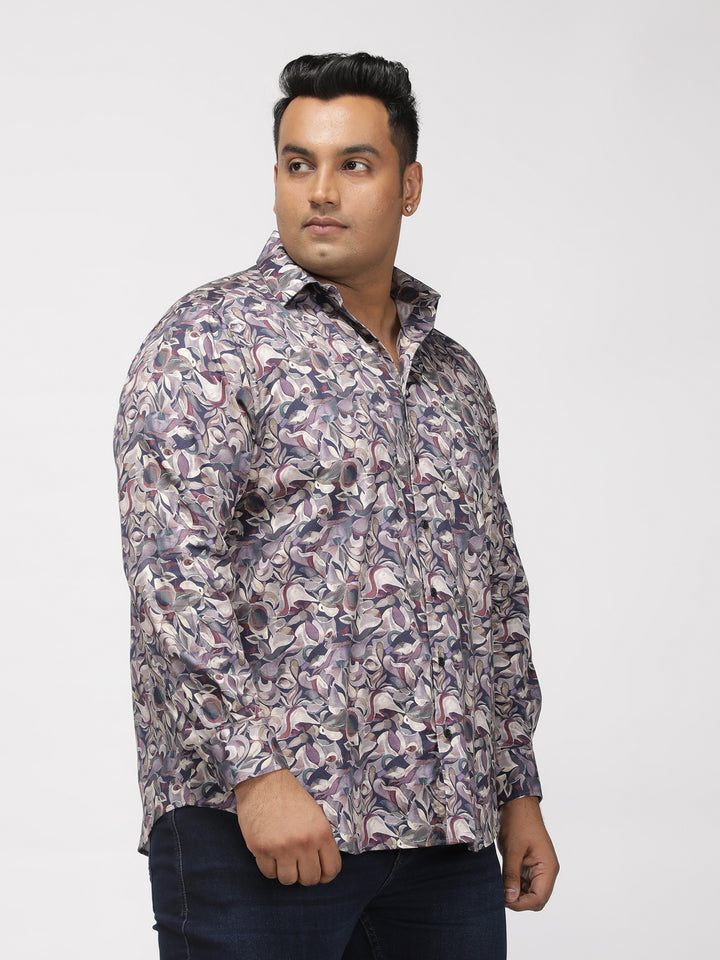 PLUS SIZE PRINTED GIZA SATIN PARTY SHIRT FOR MEN | XL-7XL