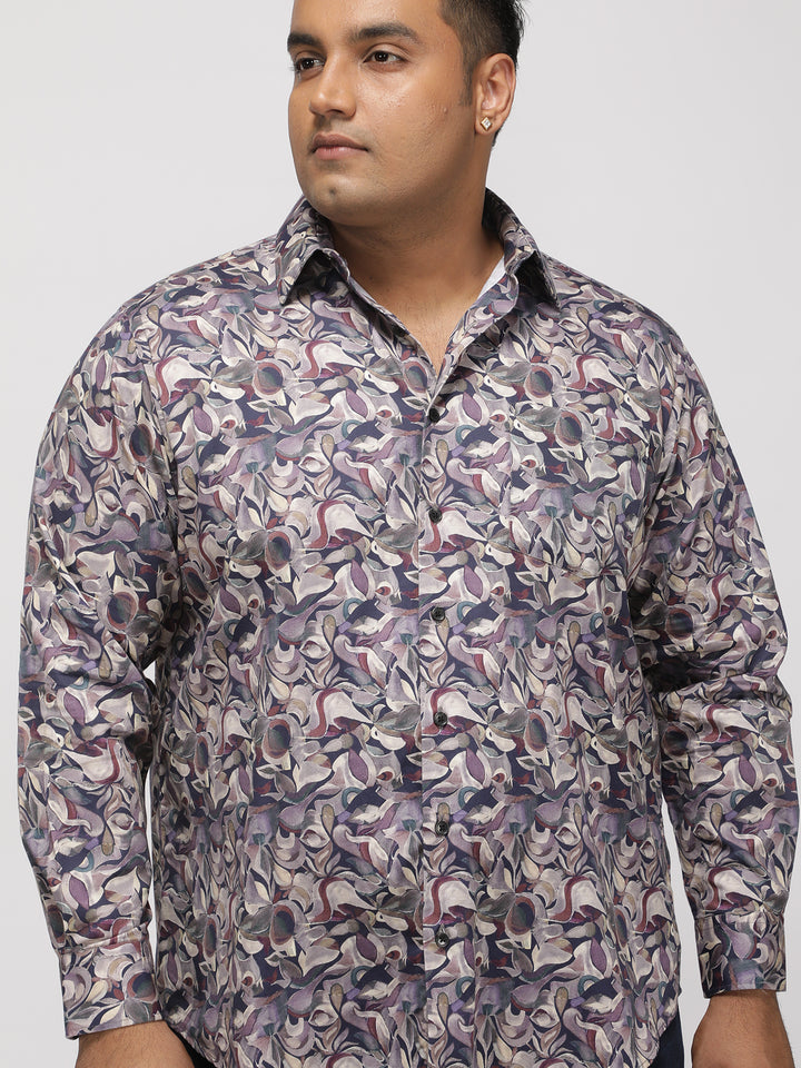 PLUS SIZE PRINTED GIZA SATIN PARTY SHIRT FOR MEN | XL-7XL